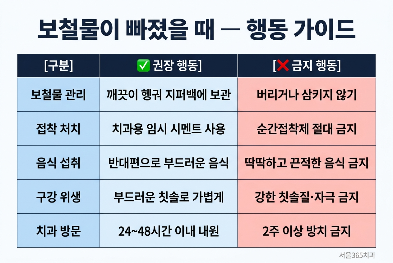 보철물 탈락 시 대처법 — 치과의사가 알려주는 5단계